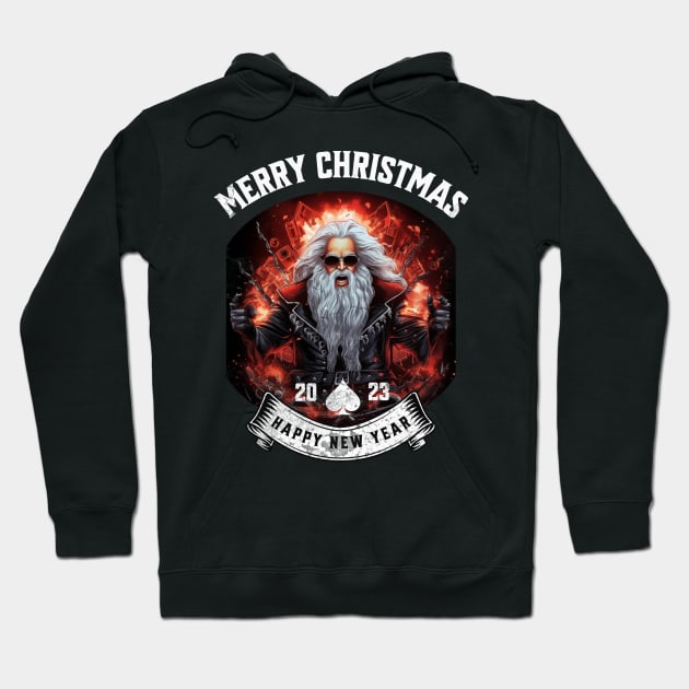 Heavy metal santa, ugly christmas sweater, cool santa, rock santa Hoodie by OurCCDesign